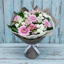 Букет цветов из:  Герберы, Альстромерии и Хризантемы в Федоровка Тульская область