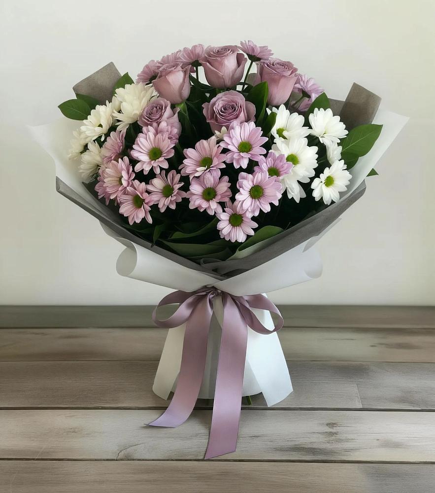 Букет цветов из: Хризантемы и Розы в Федоровка Тульская область