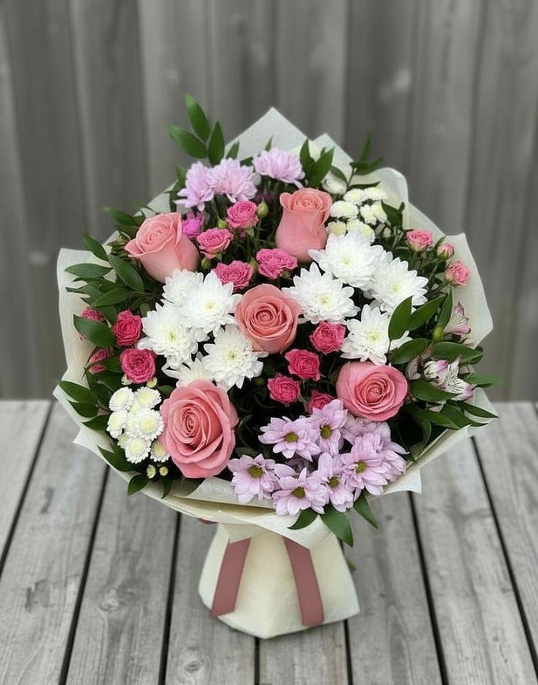 Букет цветов из: Альстромерии, Гвоздики, Розы и Хризантемы в Федоровка Тульская область