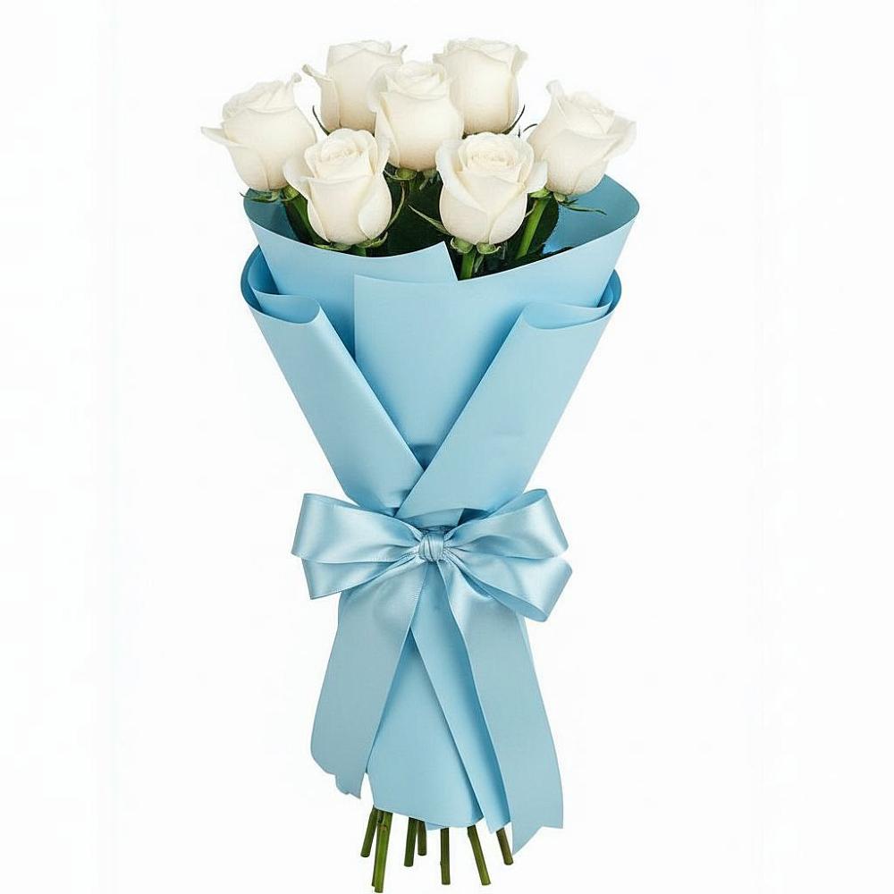 Букет 7 белых роз Проуд в Федоровка Тульская область