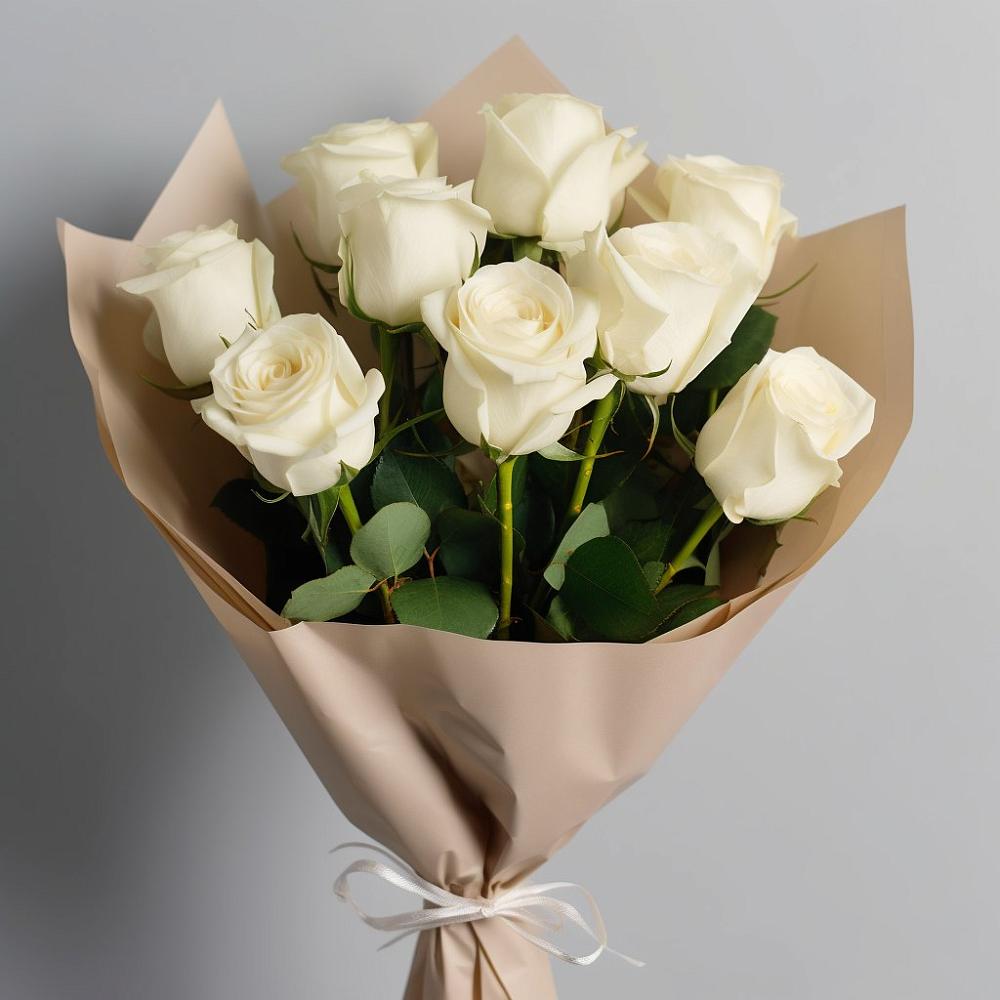 Букет 9 Белых роз Эдлесс Лав в Федоровка Тульская область