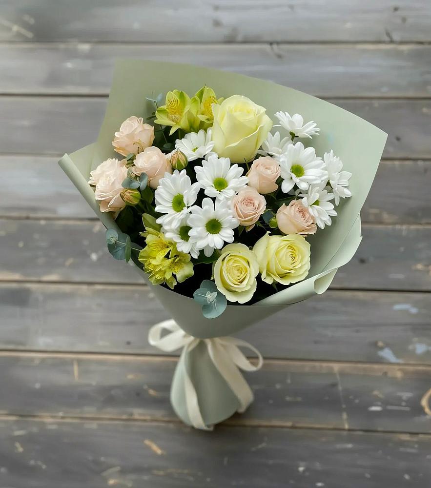 Букет цветов из: Альстромерии, Розы и Хризантемы в Федоровка Тульская область