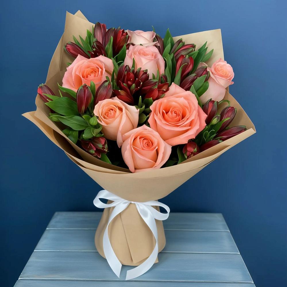 Букет цветов из: Розы и Альстромерии в Федоровка Тульская область