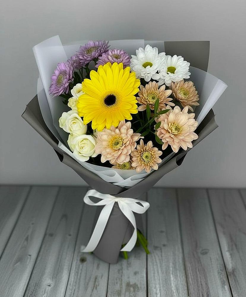 Букет цветов из: Розы, Герберы и Хризантемы в Федоровка Тульская область