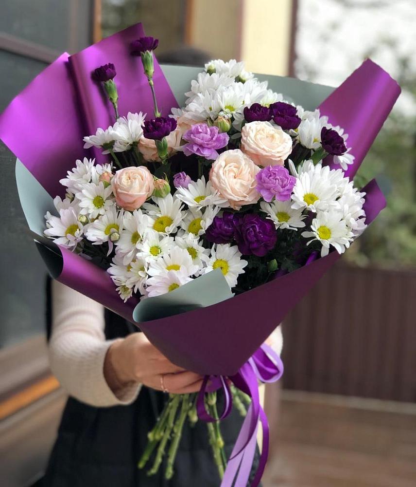 Букет цветов из: Хризантемы, Гвоздики и Розы в Федоровка Тульская область