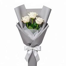 Букет 3 белые розы в Федоровка Тульская область
