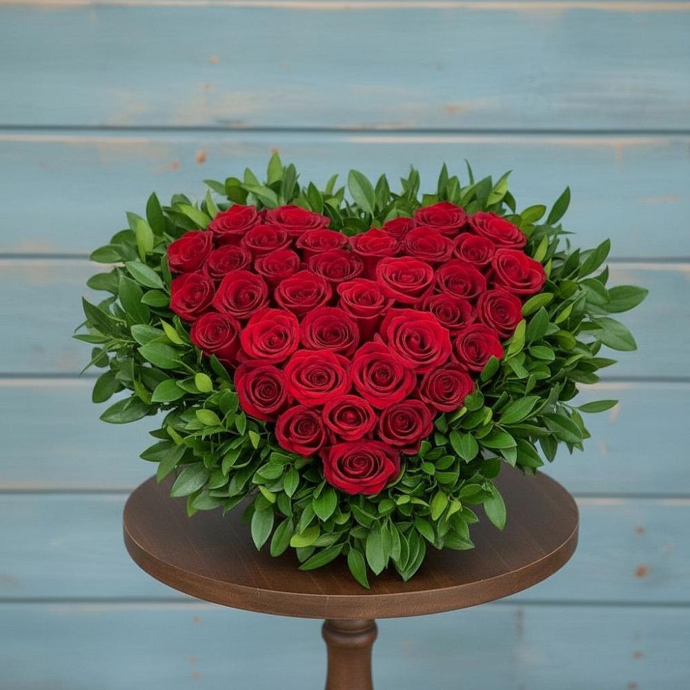 Цветочная композиция из Розы в виде сердца в Федоровка Тульская область