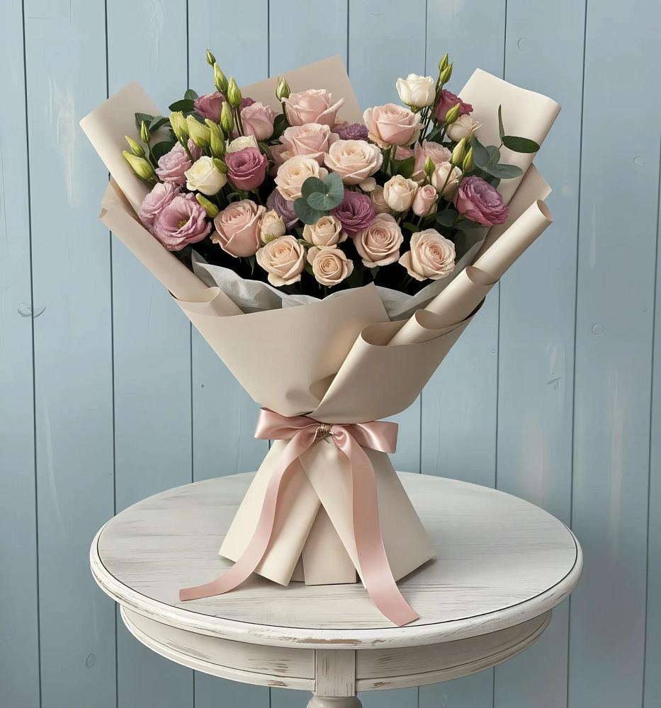 Букет цветов из: Розы и Лизиантусы в Федоровка Тульская область