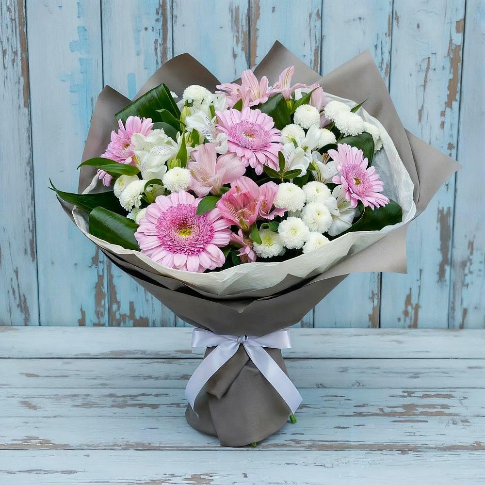 Букет цветов из: Герберы, Альстромерии и Хризантемы в Федоровка Тульская область